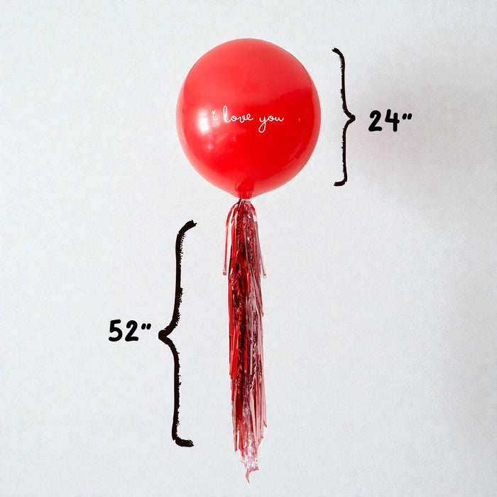 Jumbo Red Balloon with Tassel and Decal for Valentine's Day