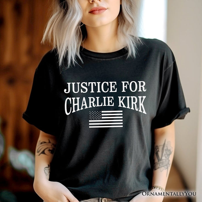 Justice For Charlie Kirk Memorial T-Shirt, Patriot Pray Tee T-Shirts OrnamentallyYou