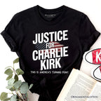 Justice For Charlie Kirk Prayers T-Shirt, Activist Tee T-Shirts OrnamentallyYou Black XS