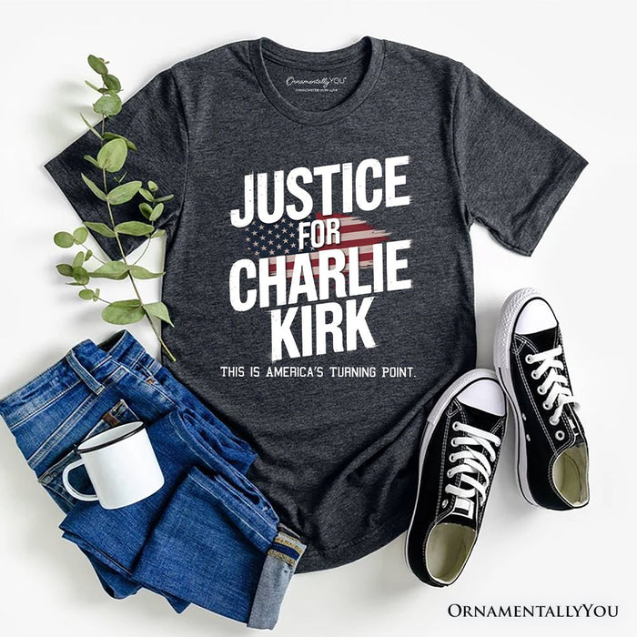 Justice For Charlie Kirk Prayers T-Shirt, Activist Tee T-Shirts OrnamentallyYou Grey XS