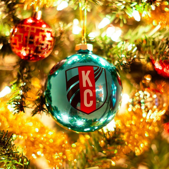 KC Current Glass Teal Logo Ornament