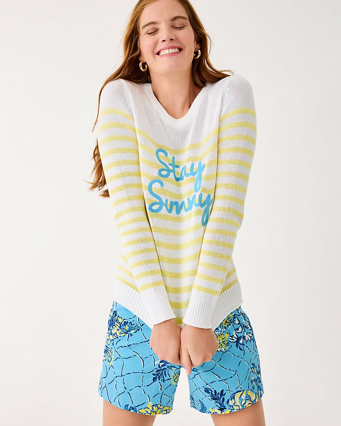 Lilly Pulitzer - Kelsa Sweater - Resort White Stay Sunny Embroidery