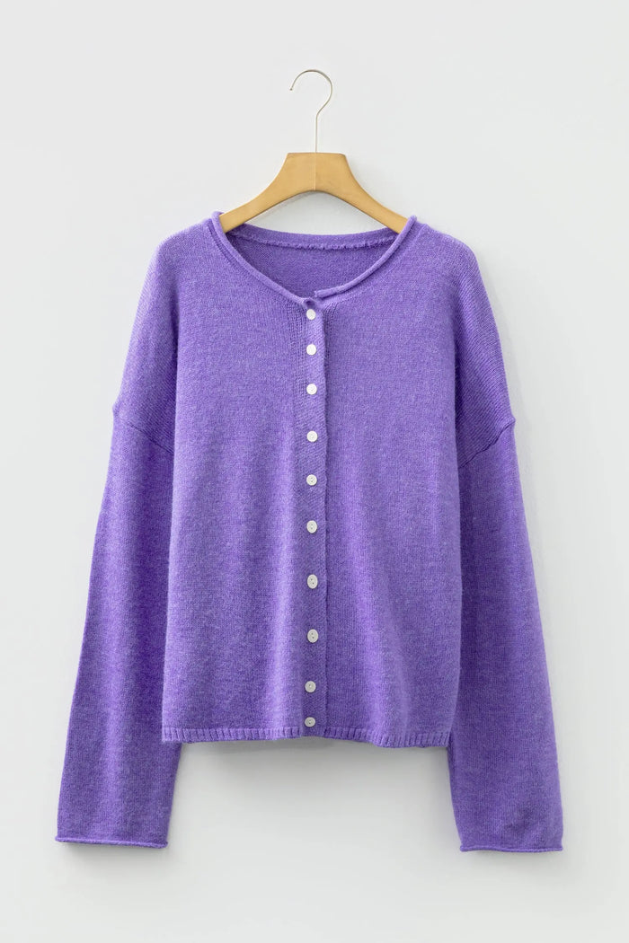 Knit Button Drop Shoulder Sweater Cardigan - Sweaters & Cardigans/Cardigans
