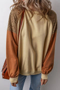 Lace Patchwork Colour-block Drop Shoulder Sweatshirt - Brown / S - Tops/Sweatshirts & Hoodies