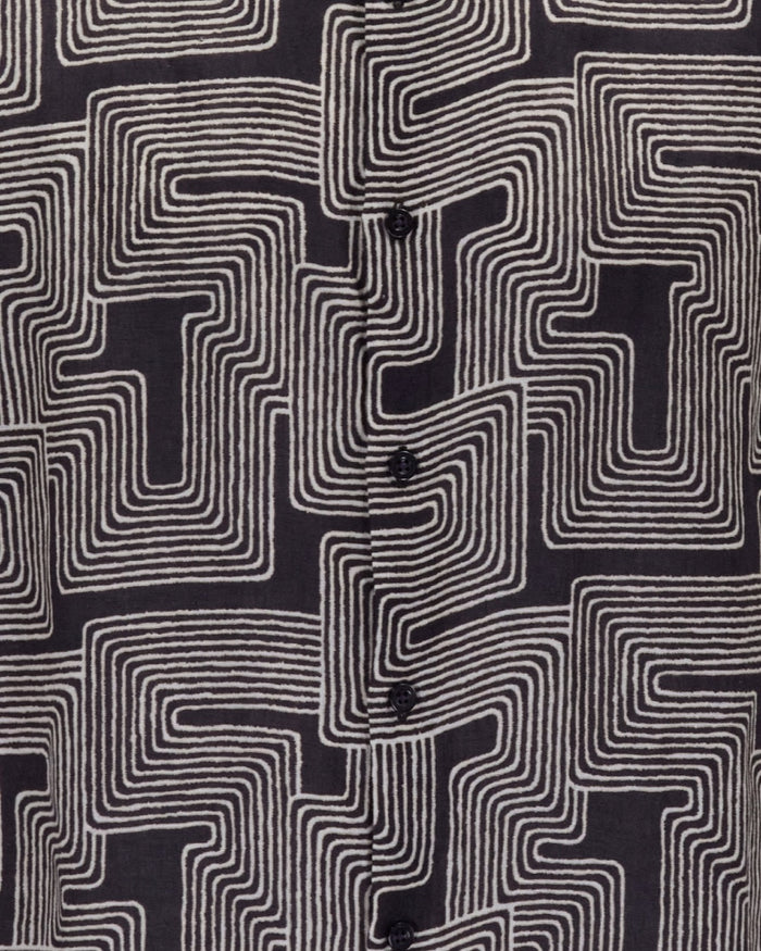 LANDON INTER TWINE BLACK MENS LINEN SHIRT