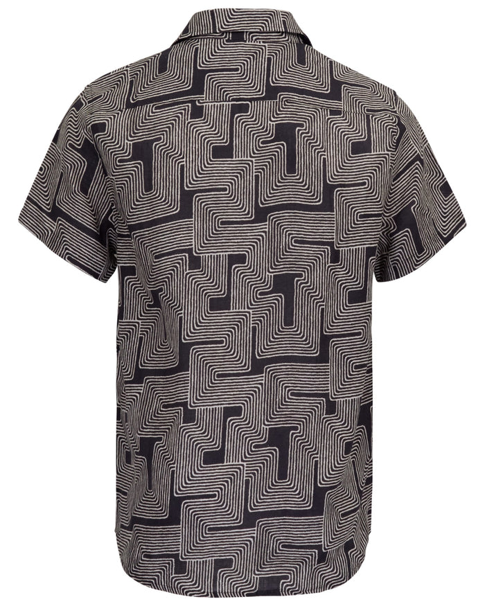LANDON INTER TWINE BLACK MENS LINEN SHIRT