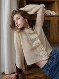 Lauren Wavy Collar Hollow Knit Cardigan
