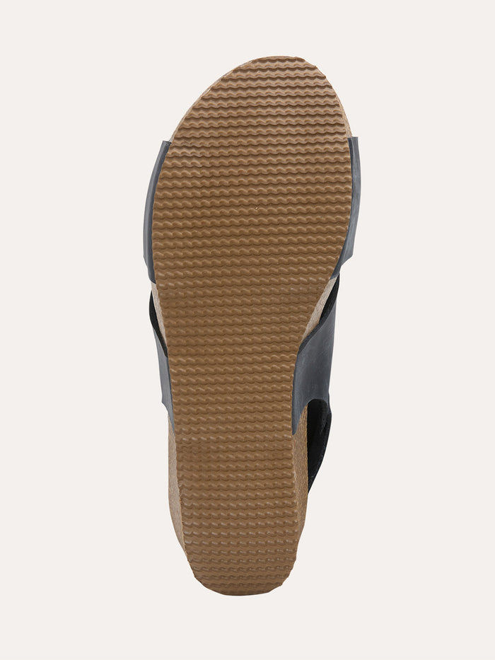 Leather Crossover Wedge Sandals