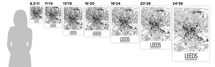 Leeds Map Poster - uk Map Print - Art Deco Series