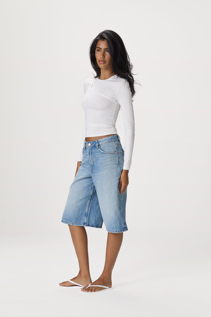 Lenzie Layered Long Sleeve Top in White