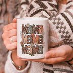 Leopard Mama Floral Mug, Retro Wildflowers Gift for Mothers Personalized Ceramic Mug OrnamentallyYou
