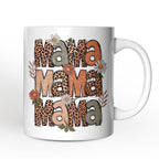 Leopard Mama Floral Mug, Retro Wildflowers Gift for Mothers Personalized Ceramic Mug OrnamentallyYou