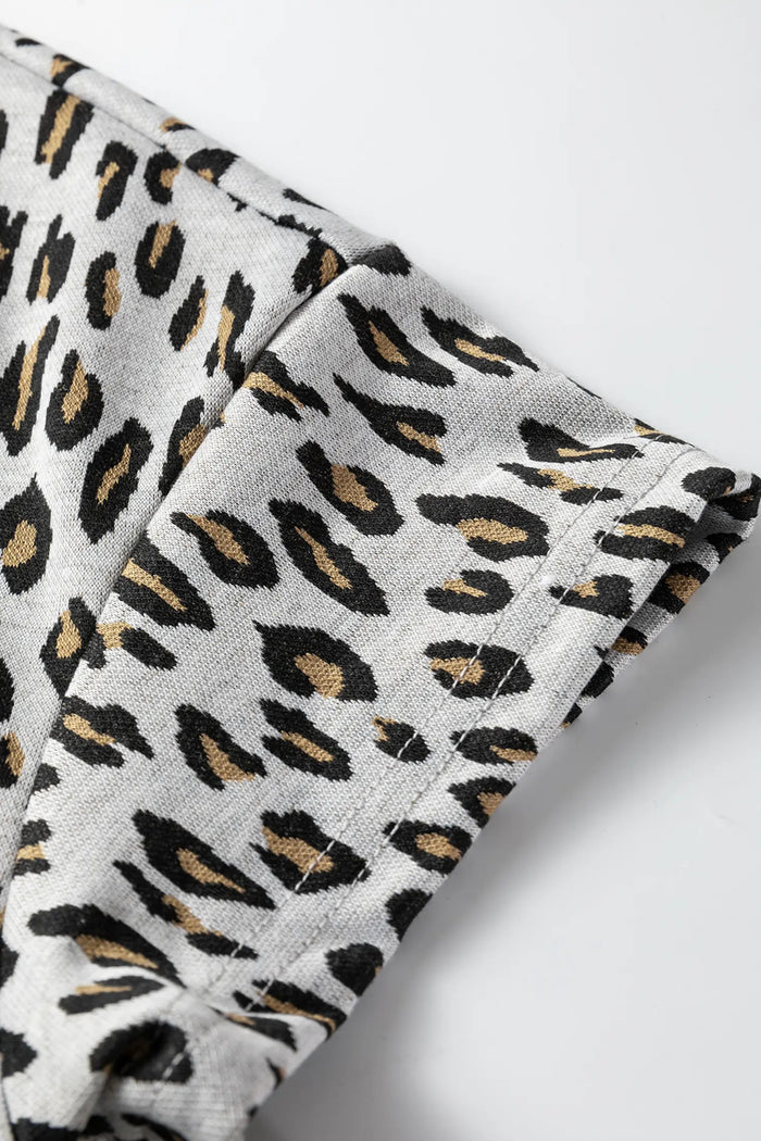 Leopard Print Casual Tee and Pants Co-ord Set