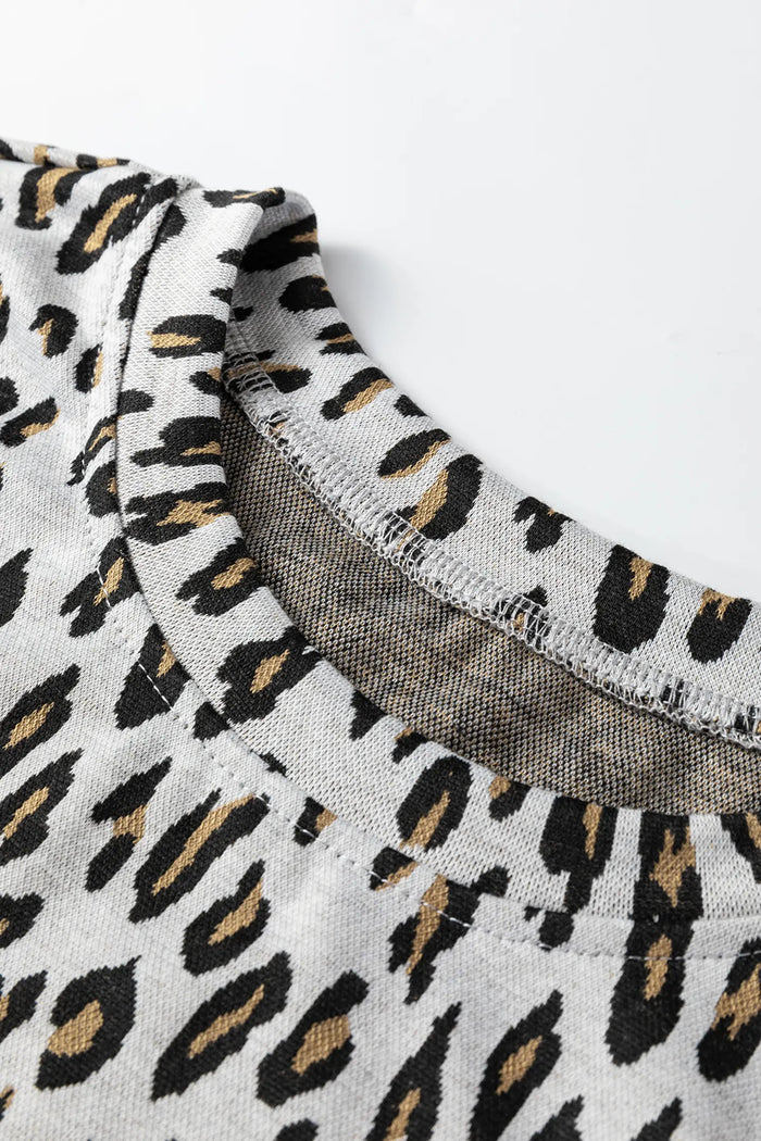 Leopard Print Casual Tee and Pants Co-ord Set