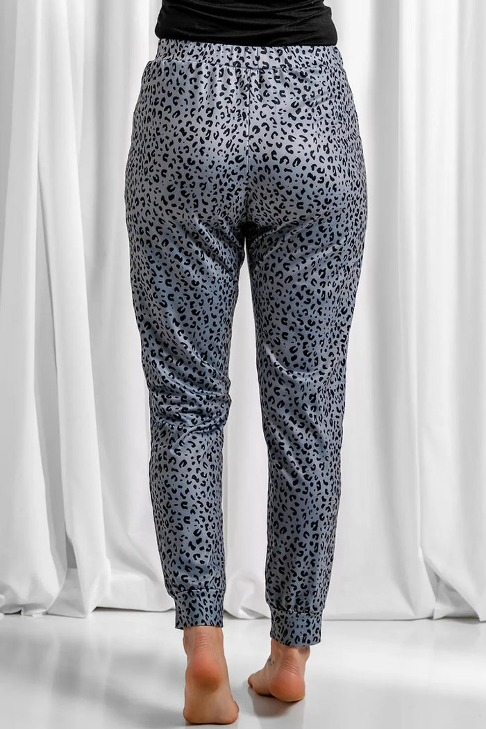 Leopard Print Elastic Waist Casual Joggers
