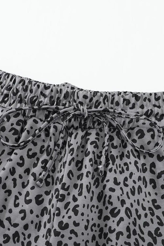 Leopard Print Elastic Waist Casual Joggers