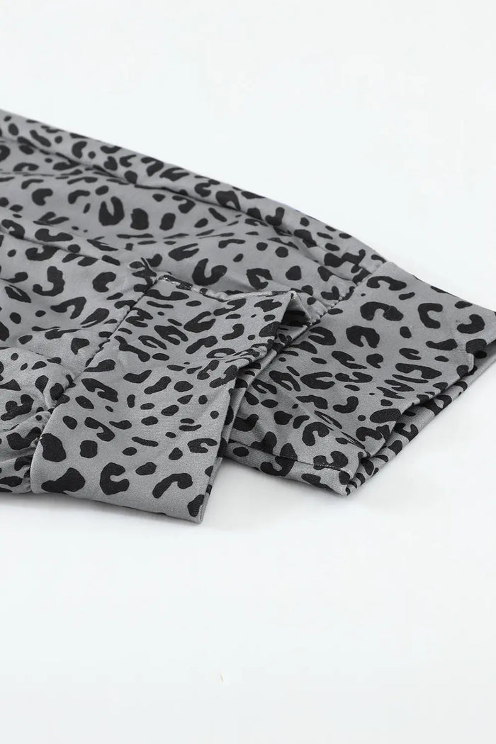 Leopard Print Elastic Waist Casual Joggers