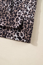 Leopard Quilted Full Zipper Casual Puff Vest – Brown