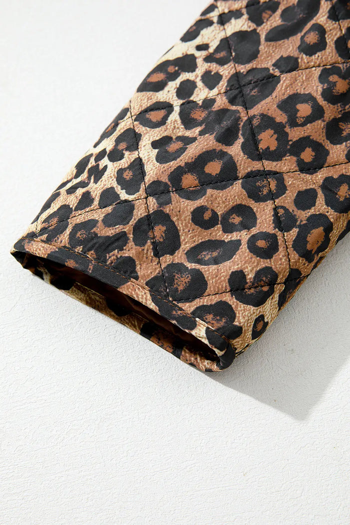 Leopard Quilted Tie Front Jacket - Outerwear/Jackets