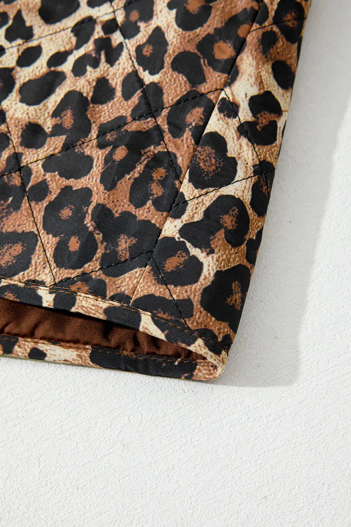 Leopard Quilted Tie Front Jacket - Outerwear/Jackets