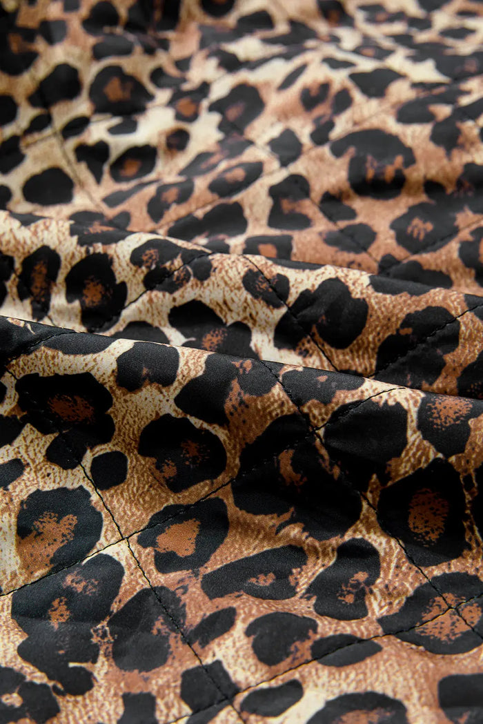 Leopard Quilted Tie Front Jacket - Outerwear/Jackets