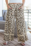 Leopard Wide Leg Cropped Trousers - Brown / S - Bottoms/Pants & Culotte
