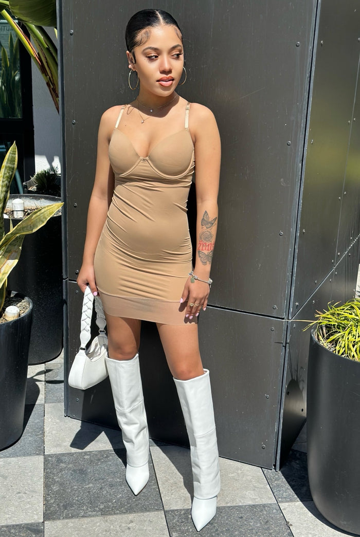 Less Is More - Spaghetti Strap Mesh Bodycon Dress