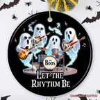 Let the Rhythm Be Ghost Band Ornament, Whimsical Music Gift Guitar Rock Style Ceramic Ornament OrnamentallyYou Circle