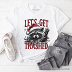 Let's Get Trashed Christmas Raccoon T‑Shirt, Funny Tee for Feral Women T-Shirts OrnamentallyYou White XS