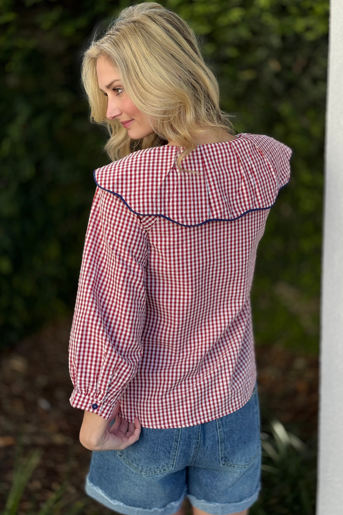 Liberty Belle Gingham Peasant Top