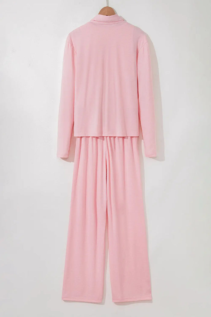 Light Pink 3-Piece Cozy Knit Lounge Set Pyjamas - Loungewear & Sleepwear/Sleepwear