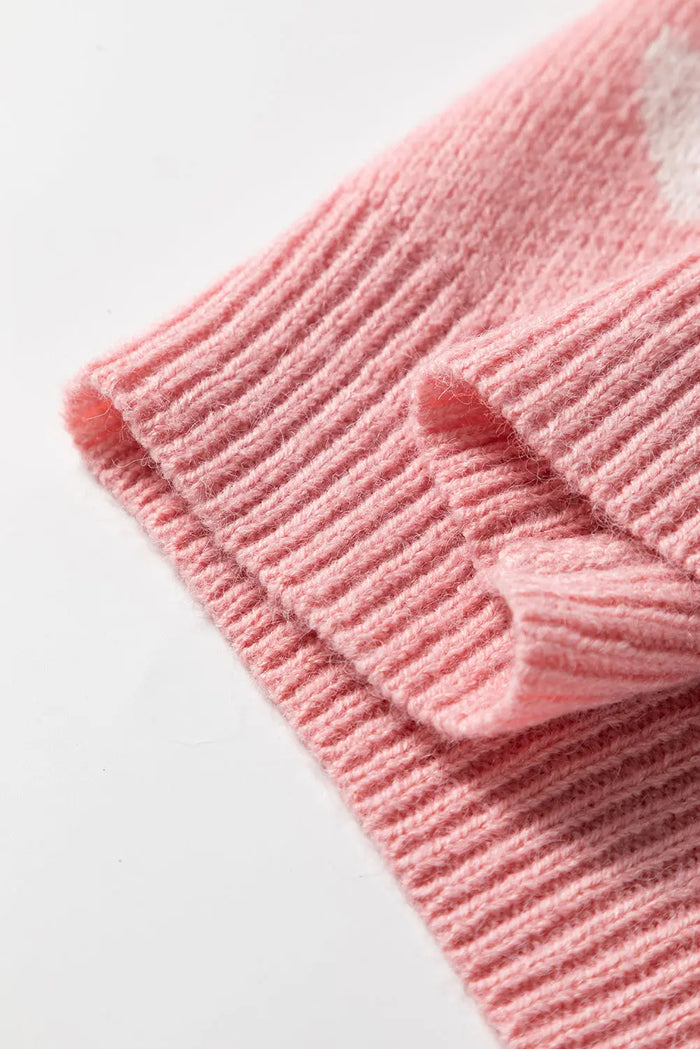 Light Pink Heart Pattern Button Front Cardigan Sweater - Sweaters & Cardigans/Cardigans