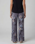 LILLIAN EXOTIC FLORAL BLACK WOMENS WIDE-LEG LINEN PANT