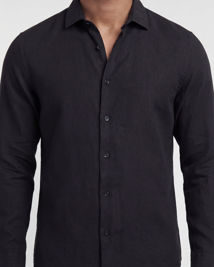 LIONEL LINEN SHIRT - BLACK