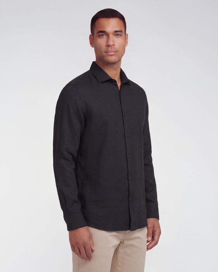 LIONEL LINEN SHIRT - BLACK