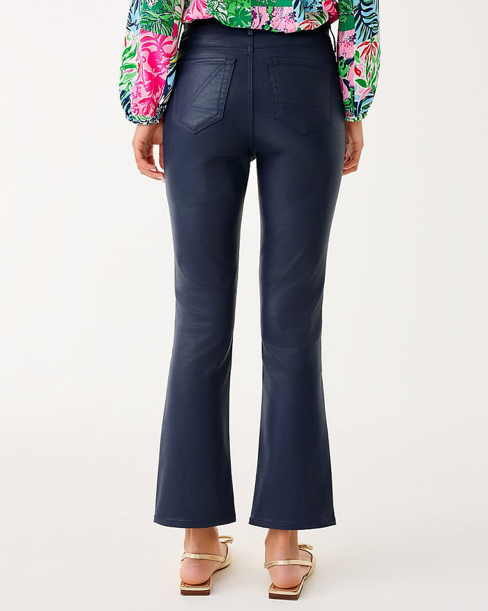 Liza Coated Crop Flare Jean - Low Tide Navy