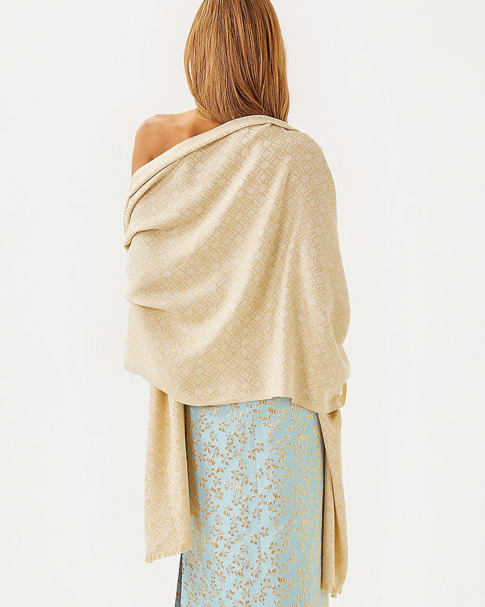 Logo Jacquard Wrap - Wicker Tan X Coconut