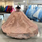 Long Sleeve Quinceanera Dresses For Girls Beaded Appliques Celebrity Party Gowns