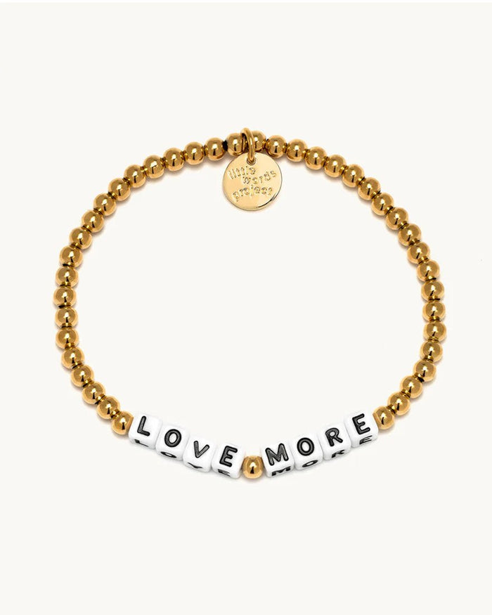 Love More Gold Beaded Bracelet - White