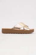 Lucy Light-Weight Wedge Platform Cross Strap Slide Sandal