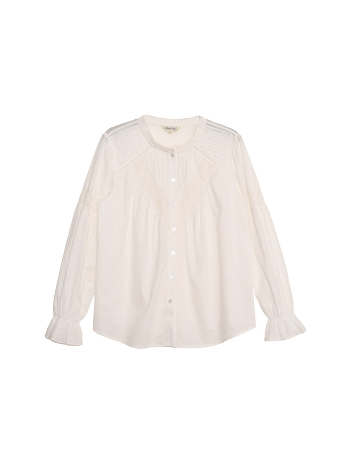 Mabel Round Neck Lace Hollow Blouse