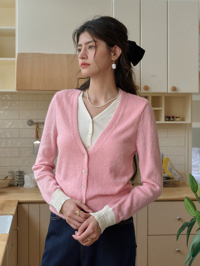 Madeleine V-Neck Faux Layered Wool Top
