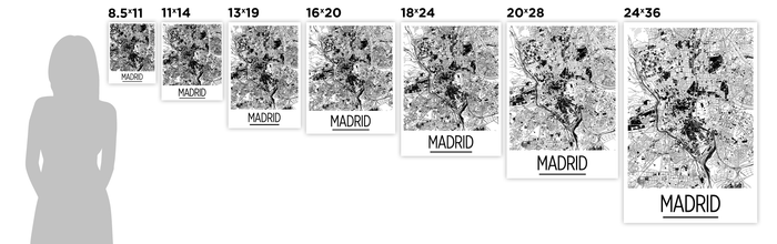Madrid Map Poster - spain Map Print - Art Deco Series