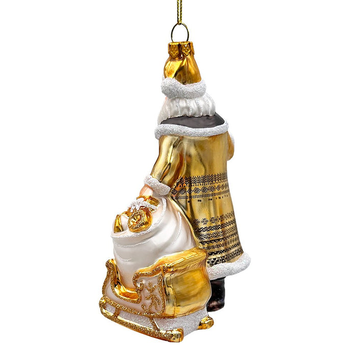 Majestic Gold Santa Blown Glass Christmas Ornament, Sleigh Accessory Tree Decor Glass Ornament OrnamentallyYou