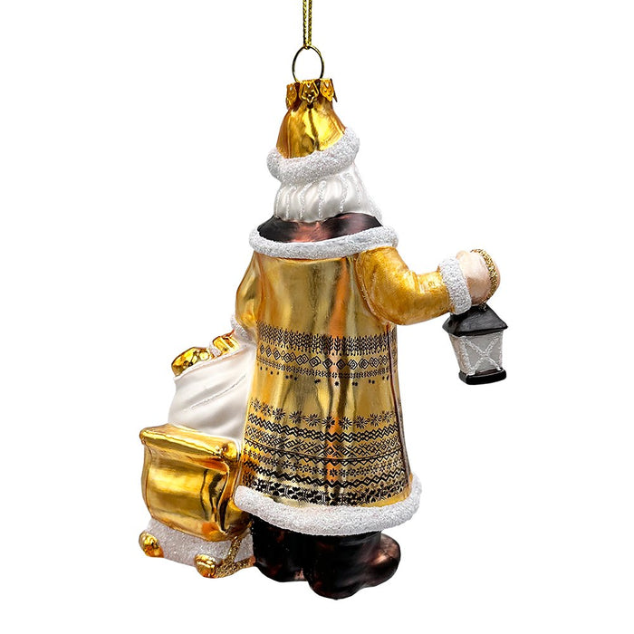 Majestic Gold Santa Blown Glass Christmas Ornament, Sleigh Accessory Tree Decor Glass Ornament OrnamentallyYou