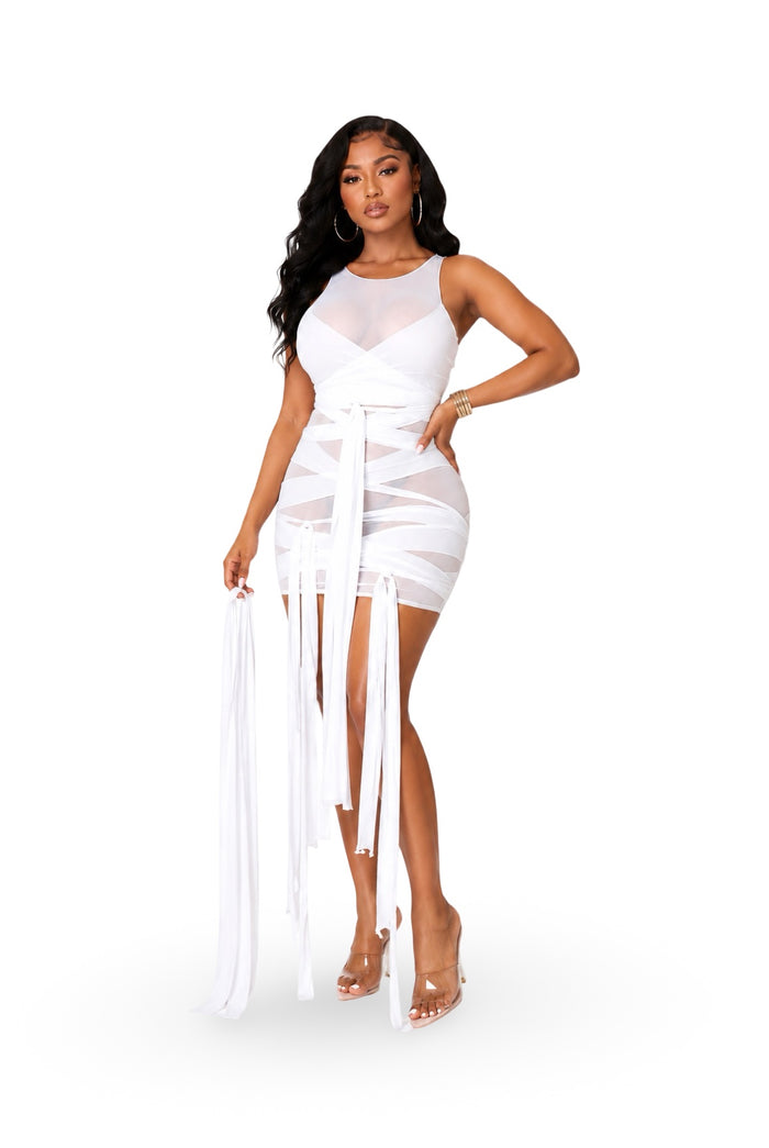 Make A Wish - Sleeveless Sheer Self Tie Cover Up Dress