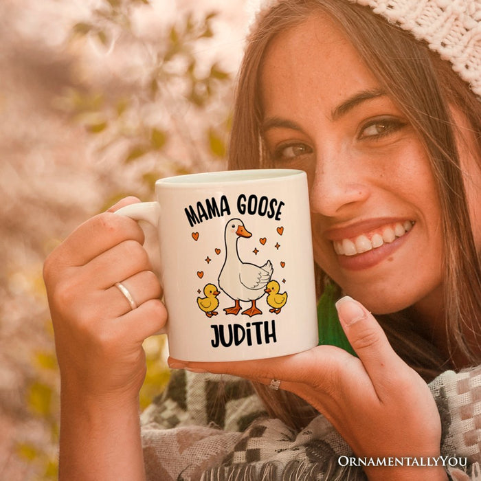Mama Goose Personalized Mug, Mother Gift With Custom Name Personalized Ceramic Mug OrnamentallyYou