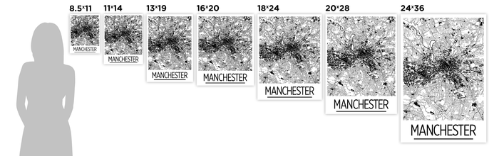 Manchester Map Poster - uk Map Print - Art Deco Series