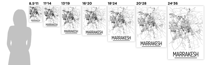 Marrakesh Map Poster - moroco Map Print - Art Deco Series