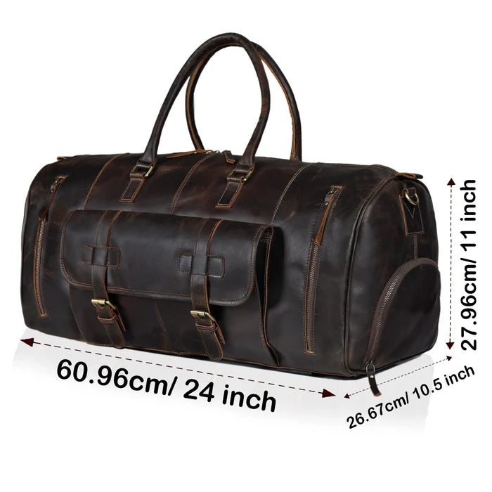 Mars Leather Duffel Bag For Men - Dark Brown